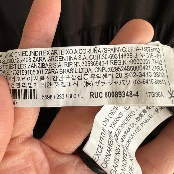 ZARA Basic Collection Black Floral Embroidered Flared Sleeve Boho Ladies Dress,L - Picture 7 of 8